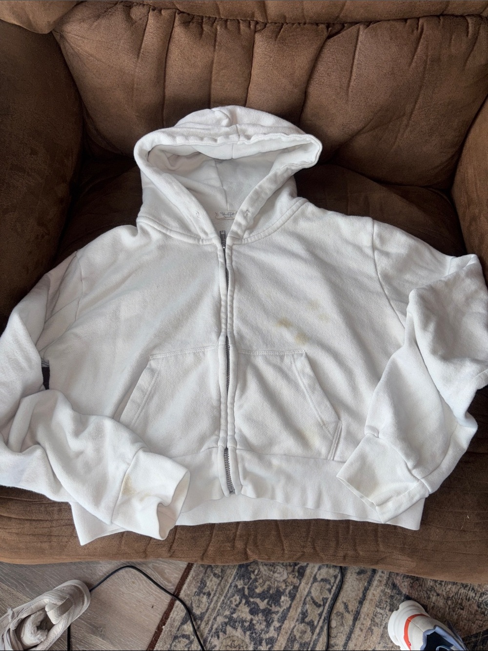 John Galt white Zip Up Hoodie
